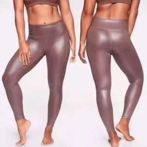 Athleta Elation Shimmer Leggings Bronze Metallic Powervita Size Small